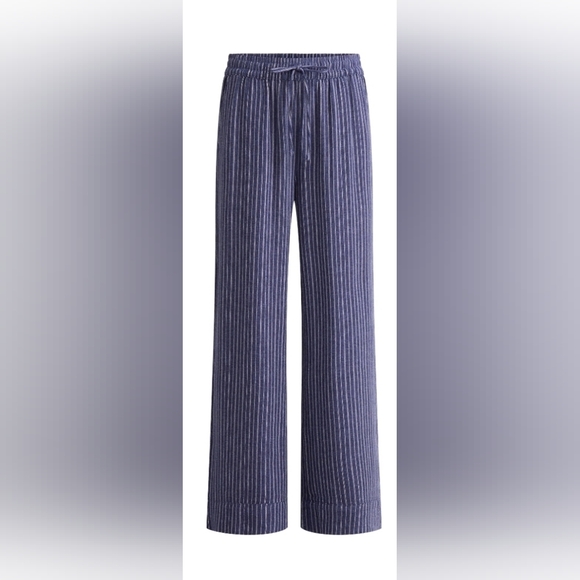 Time and Tru Pants - Nwt Linen Blend Womens Striped Blue Pants
